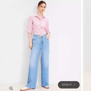 High Rise Palazzo Jeans in Light Wash size 27 waist